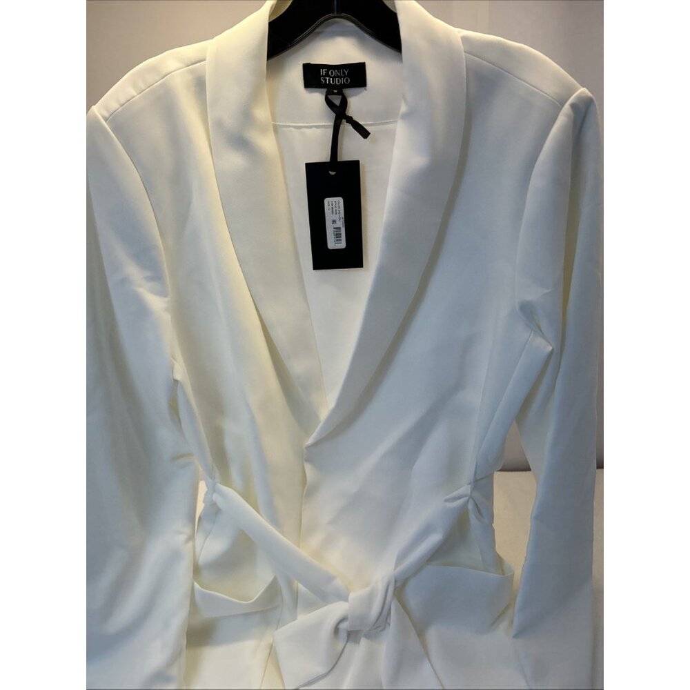If Only Studio Wrap Jacket/Blazer Tuxedo Ivory Lined Women SZ 12 New w/Tags - Picture 3 of 8